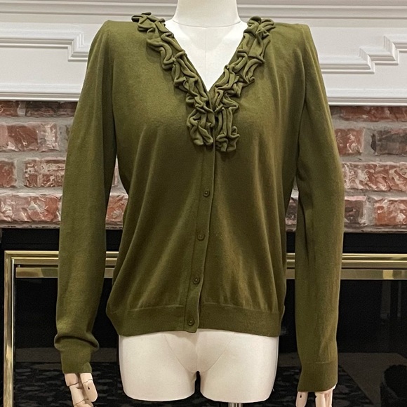Talbots Sweaters - Talbots soft wool-blend green ruffled sweater / S / Excellent condition